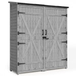 Abri de jardin en bois bealife armoire ext�rieur avec 2 portes et �tag�res pour terrasse balcon gris ...