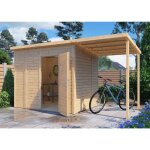 Abri de jardin bois bertilo 19mm timmo 4 plus avec toit en appentis et plancher 4, 16m�natural
