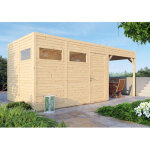 Abri de jardin bois bertilo cubo 3 lounge 19mm avec toit en appentis et plancher 7, 65m� natural