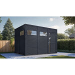 Abri de jardin bois bertilo cubus 3 19mm avec plancher 7, 65m� anthracite