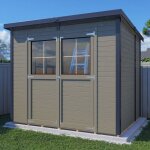 Abri de jardin bois bertilo simplo 4, 30m� 12mm avec plancher gris beige ral7006