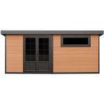 Abri de jardin en bois composite 28 mm - parois r�versibles - gris anthracite ou naturel fonc� - 17, ...