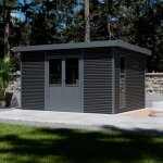 Abri de jardin en bois composite 28mm - onyx 43 - 12m - gris