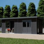 Abri de jardin en bois composite onyx 63 - 18m² - gris Abri de jardin en bois composite onyx 63 - 18m² - gris