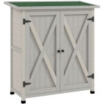 Abri de jardin en bois gris clair 110x55x117 cm, toit asphalte, 2 portes. armoire � outils r�sistante ...
