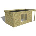 Abri français - abri de jardin bois pin autoclave 27mm - 5, 34x2, 64m / 14, 1m2 - bac acier Abri français - abri de jardin bois pin autoclave 27mm - 5, 34x2, 64m / 14, 1m2 - bac acier