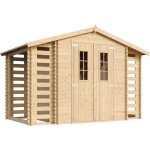 Abri de jardin en bois et range bches extrieur avec sol trait - extrieur i206xl328xh218 cm / 3, 53 ...