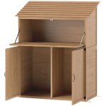 Abri de jardin bois toit pentu 110x54x136cm - double porte, �tag�re rabattable, table int�gr�e - rangement ...