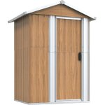 Helloshop26 ? abri de jardin m�tal 126 x 97, 5 x 177 cm ? acier galvanis� marron ? porte coulissante ...