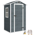 Abri de jardin - cabane de stockage - outsunny - plancher, fen�tre et toit pointu - en r�sine effet bois ...