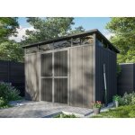 Abri de jardin bois composite 7, 5m2 gris 363x223x227cm evora - cabane a outils - local a vlo