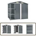 Abri de jardin avec tagre gris 205x130x183 cm fer - abri de jardin - abri de rangement - cabane de ...