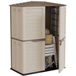Abri de jardin ext�rieur 2 portes beige 151 x 83 x h200cm cabanon de jardin avec plancher int�gr� intec ...