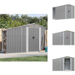 Abri de jardin gris 277x93x179 cm acier galvanis - abri de jardin - abri mtal - rangement extrieur ...