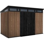 Abri de jardin keter evotech + 342 x 218 cm en r�sine imitation bois - plancher et double porte - charge ...