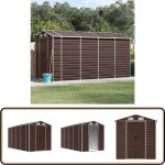 Abri de jardin marron 191x385x198 cm acier galvanis - abri de jardin - abri mtallique - rangement extrieur ...