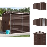 Abri de jardin marron 191x555x198 cm acier galvanis - abri de jardin - abri mtallique - rangement extrieur ...