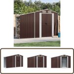 Abri de jardin marron 277x93x179 cm acier galvanis - abri de jardin - abri mtal - rangement extrieur ...