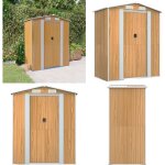 Abri de jardin marron clair 192x108x223 cm acier galvanis - abri de jardin - abri extrieur - rangement ...