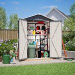 Abri de jardin en m�tal 154 x 83 x 180 cm ? t�le galvanis�e grise, porte verrouillable, ventilation et ...