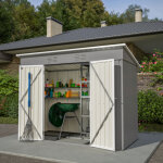 Abri de jardin m�tal 229x111x182 cm, fondation m�tal, r�sistant aux intemp�ries, sans plancher, pour ...