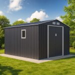 Abri de jardin métal anthracite 8, 25 m² + kit d'ancrage Abri de jardin métal anthracite 8, 25 m² + kit d'ancrage