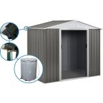 Abri jardin mtal  dallas  - 4. 07 m avec gouttire et rcuprateur d'eau - taupe