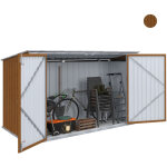 Abri de jardin en m�tal effet bois verrouillable multi - rangement pour stockage v�los, outils, poubelles ...