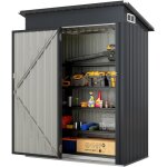 Abri de jardin m�tal galvanis� 1, 5 ?, cabane jardin exterieur 2, 5 m�avec loquet, toit en pente, 4 gants, ...