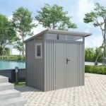 Trigano - abri de jardin métal gris alu 3m² + kit d'ancrage Trigano - abri de jardin métal gris alu 3m² + kit d'ancrage