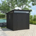 Trigano - abri de jardin mtal gris anthracite 4. 37m + kit d'ancrage