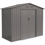 Abri de jardin en m�tal - houtland, 2, 71 m� beige - cabane � outils avec double portes coulissantes, ...