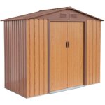 Abri de jardin en mtal - houtland, 2, 71 m chne - cabane  outils avec double portes coulissantes, ...