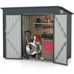 Abri de jardin en metal avec portes - cabane à outils(2, 75m², sans base, gris - toit plat) - goplus Abri de jardin en metal avec portes - cabane à outils(2, 75m², sans base, gris - toit plat) - goplus