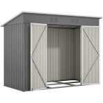 Abri de jardin m�tallique 8x4 ft ? gris ? fondation m�tal incluse ? rangement ext�rieur