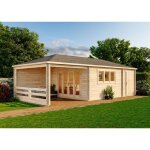 Alpholz - abri de jardin modle montana - 44 avec extension naturel , 44 mm paisseur paroi 920 x 425 ...