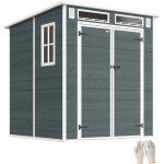 Abri de jardin - outsunny - double porte, 3 fen�tres, 2 a�rations, anti - uv avec plancher - r�sine - ...