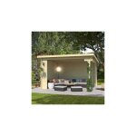 Abri de jardin ouvert en bois 10, 09 m avec toit plat en feutre