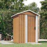 Abri de jardin?remise cabane pour outils, stockage rangement ext�rieur marron 126x97, 5x177 cm acier ...
