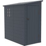 Abri de jardin en r�sine adoss� gris anthracite 2, 09 m� - alberto