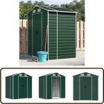 Abri de jardin vert 191x130x198 cm acier galvanis - abri de jardin - abri mtallique - rangement extrieur ...
