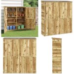Abri  outils de jardin 163x50x171 cm bois de pin solide - abri de jardin - abri de stockage - outillage ...