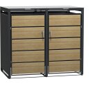 Abri de poubelle - 2 conteneurs - aspect bois - avec fonction de verrouillage