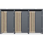 Abri poubelles 3 bacs imitation bois ? toit plat en acier galvanis�