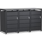 Abri de poubelle - 3 conteneurs - anthracite - avec fonction de verrouillage
