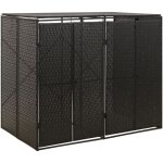 Torana - abri pour poubelle double noir 140x80x117 cm r�sine tress�e