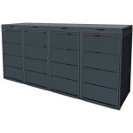 Cache poubelle extrieur quadruple en acier galvanis - abri poubelle pour 4 conteneurs 240 litres - ...