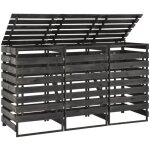 The living store - abri de poubelle triple 210x75x121 cm bois de pin massif peint gris The living store - abri de poubelle triple 210x75x121 cm bois de pin massif peint gris
