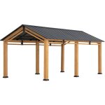 Abri de voiture en bois de cèdre diran en anthracite - 336cm x 603cm Abri de voiture en bois de cèdre diran en anthracite - 336cm x 603cm