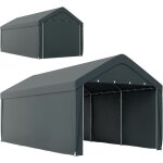 Abri voiture ext�rieur - outsunny - parois lat�rales amovibles, 2 portes zipp�es enroulables - pe et ...